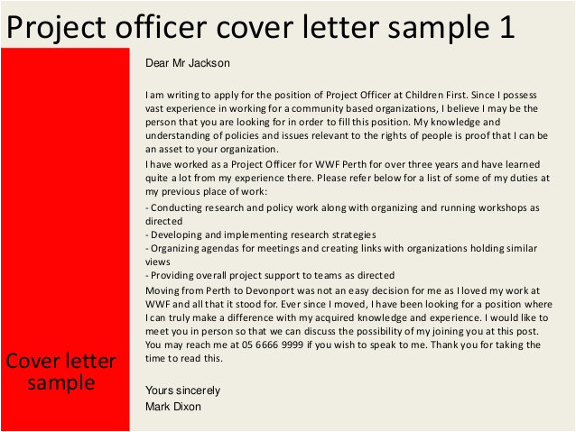 project officer cover letter