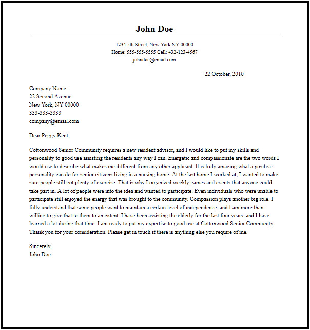 Sample Cover Letter for Resident assistant 1 Sample Cover Letter for Resident assistant Professional Resident assistant Cover Letter Sample
