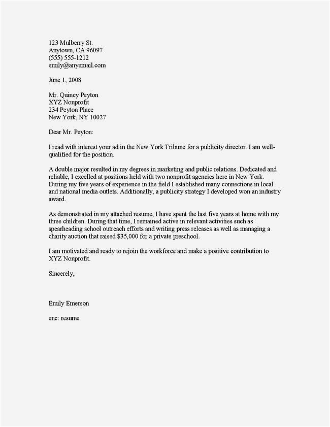 Sample Cover Letter for Returning to Work Moms Cover Letter Examples for Moms Returning to Work Resume