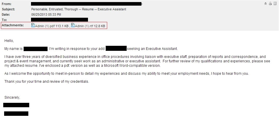 how to send resume by email