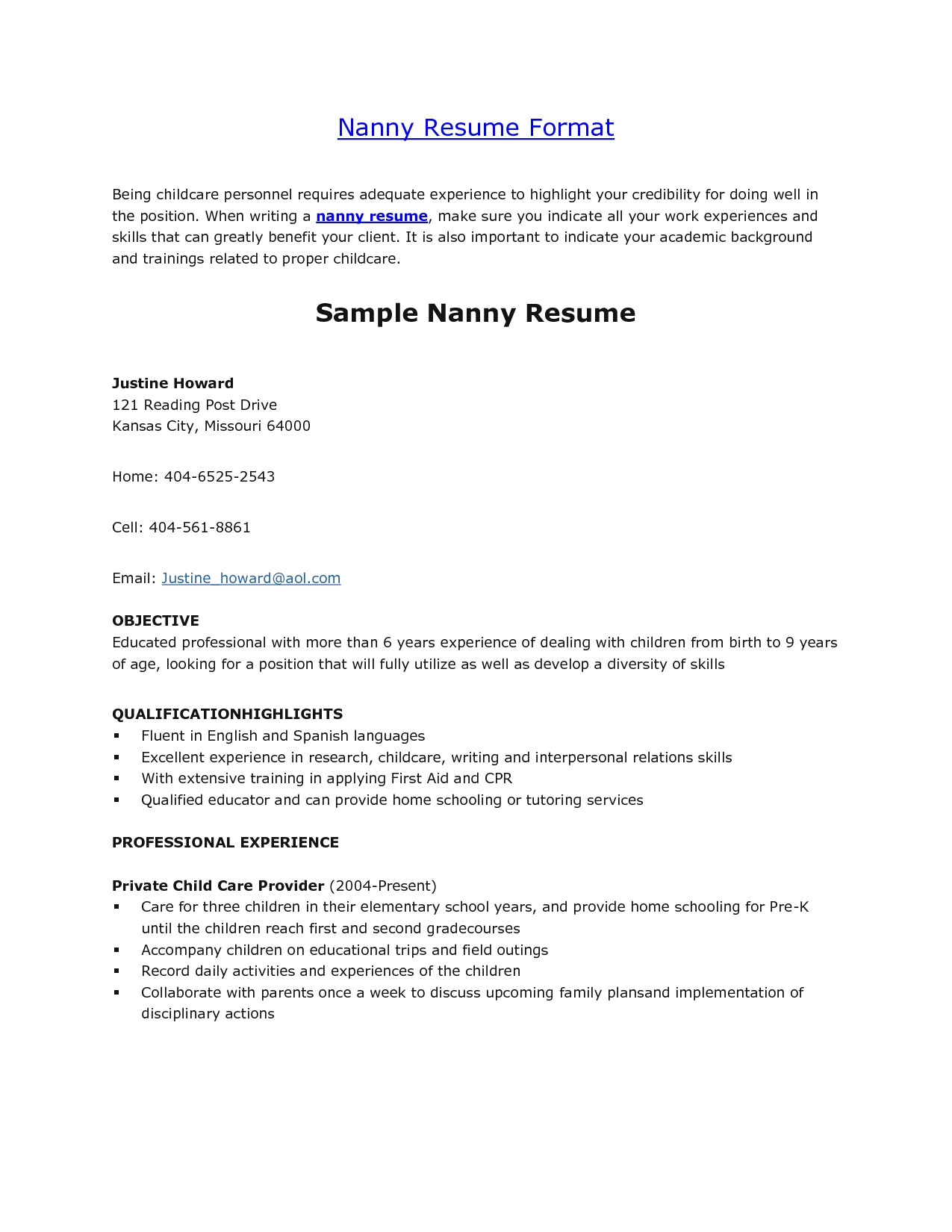 babysitter resume sample template
