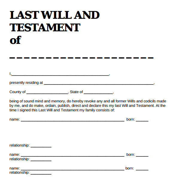 Sample Of A Last Will and Testament Template 9 Sample Last Will and Testament forms Sample Templates