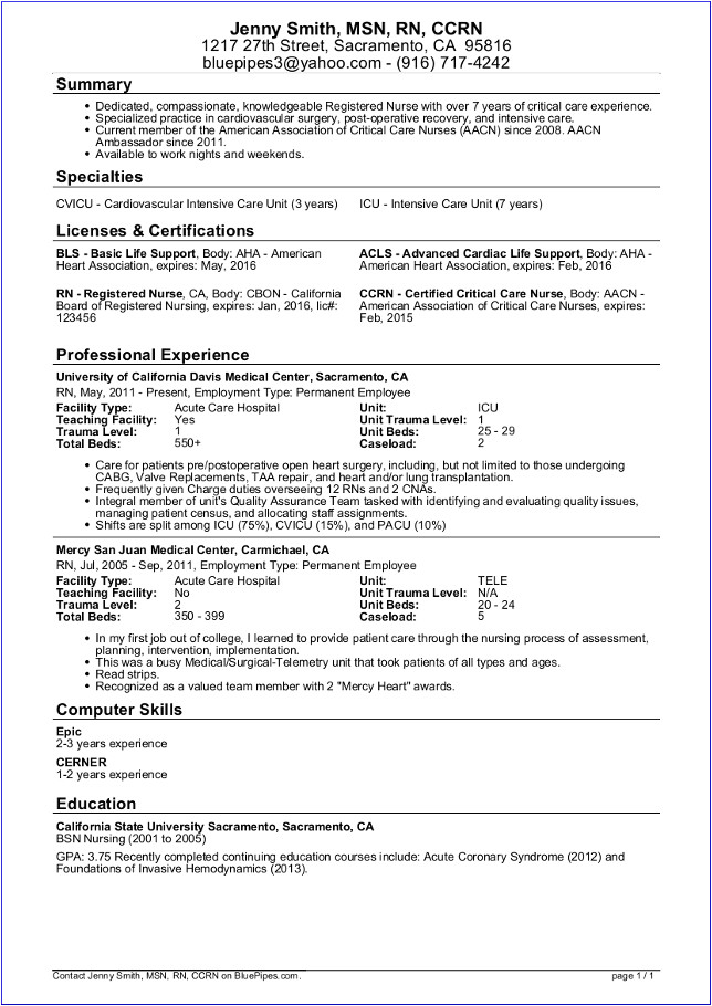 sample nursing resume rn resume