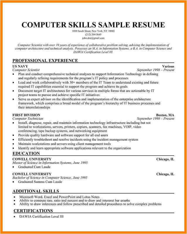 technical skills resume examples