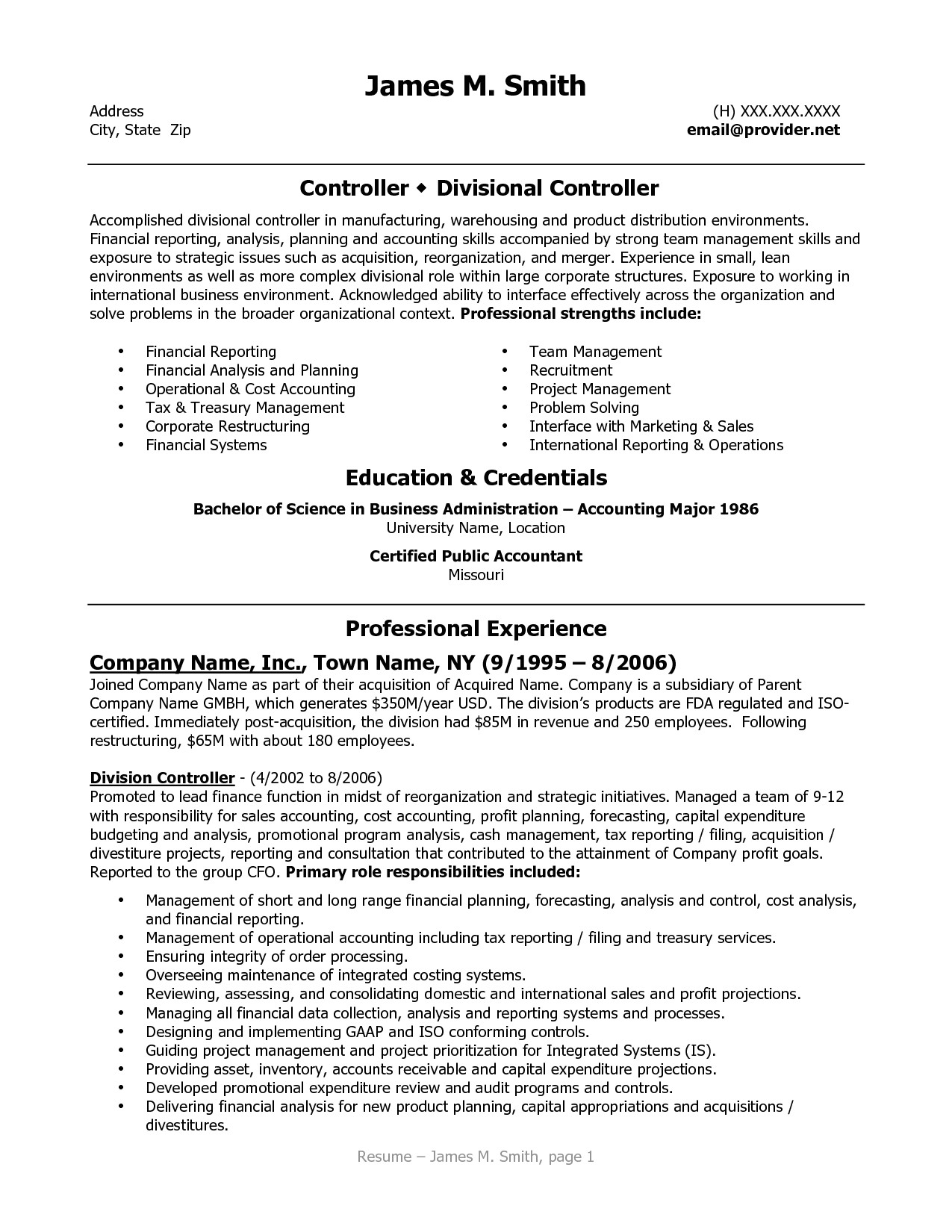 Sample Resume Financial Controller Position Corporate Controller Resumes Bongdaao Com