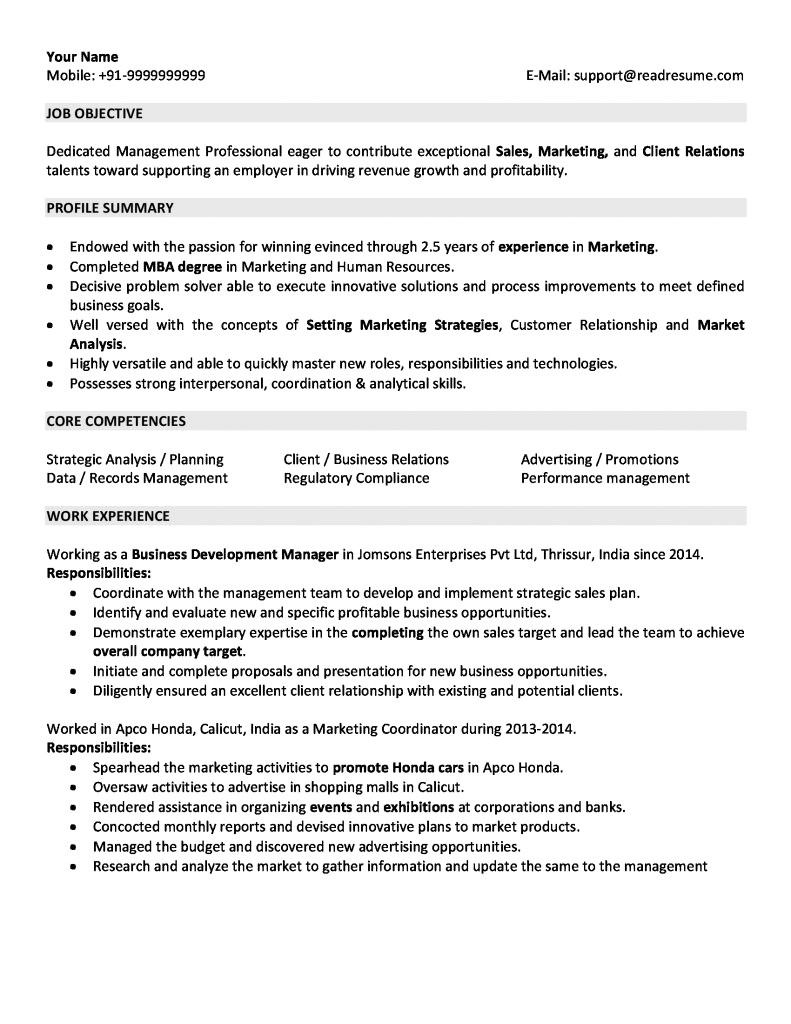 experience resume format two year experience