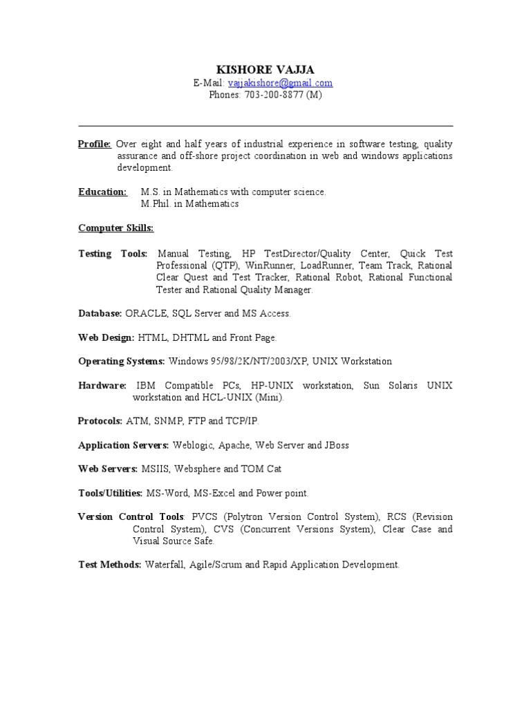 sample resume format for 2 years experience in testing