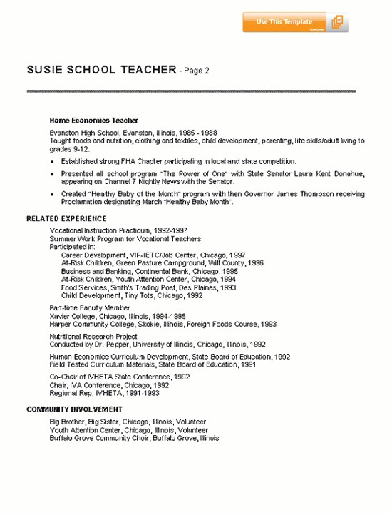 resume for teaching position template