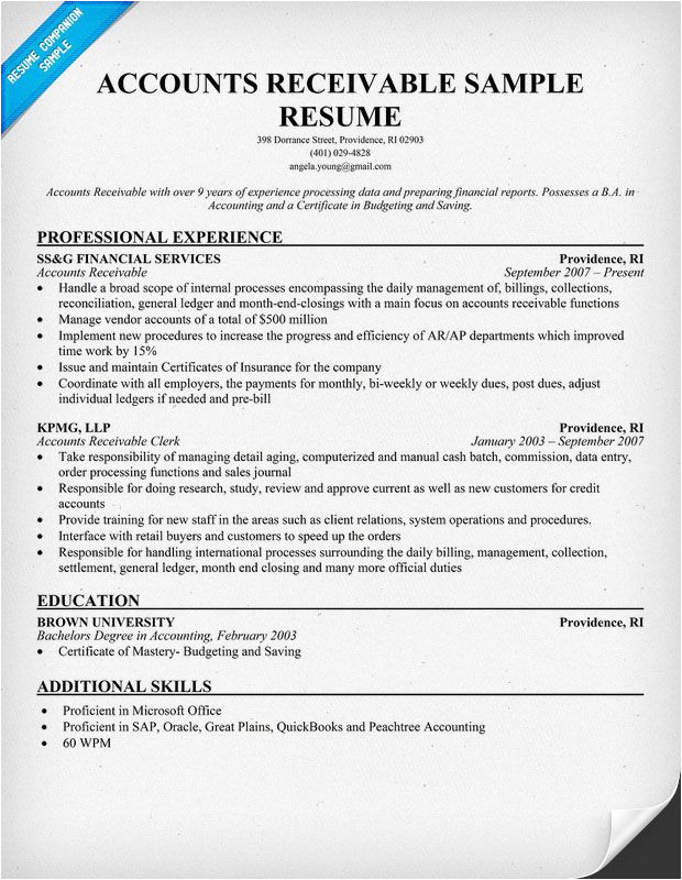 Sample Resume for Accounts Payable and Receivable 1 Sample Resume for Accounts Payable and Receivable Accounts Receivable Resume Example Resumecompanion Com