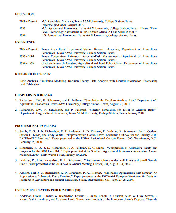 agriculture resume template