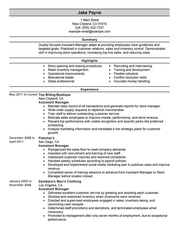 Sample Resume for assistant Manager In Retail assistant Retail Manager Resume Examples Free to Try