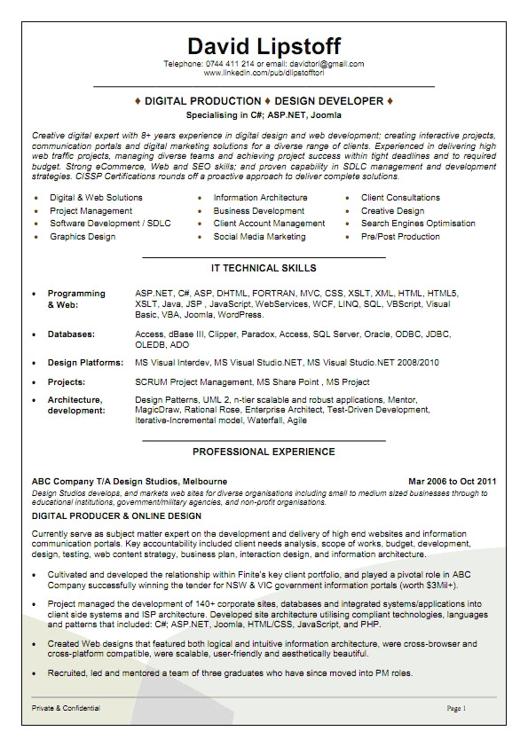 sample resume for australian jobs
