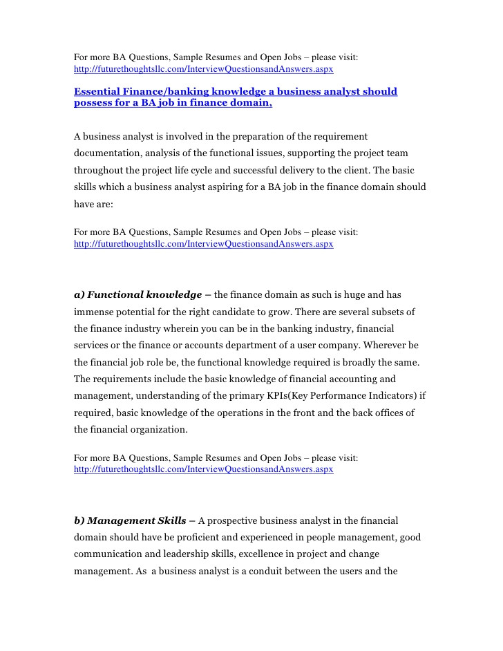 Sample Resume for Business Analyst In Banking Domain Business Analyst Resume for Financial and Banking Domain