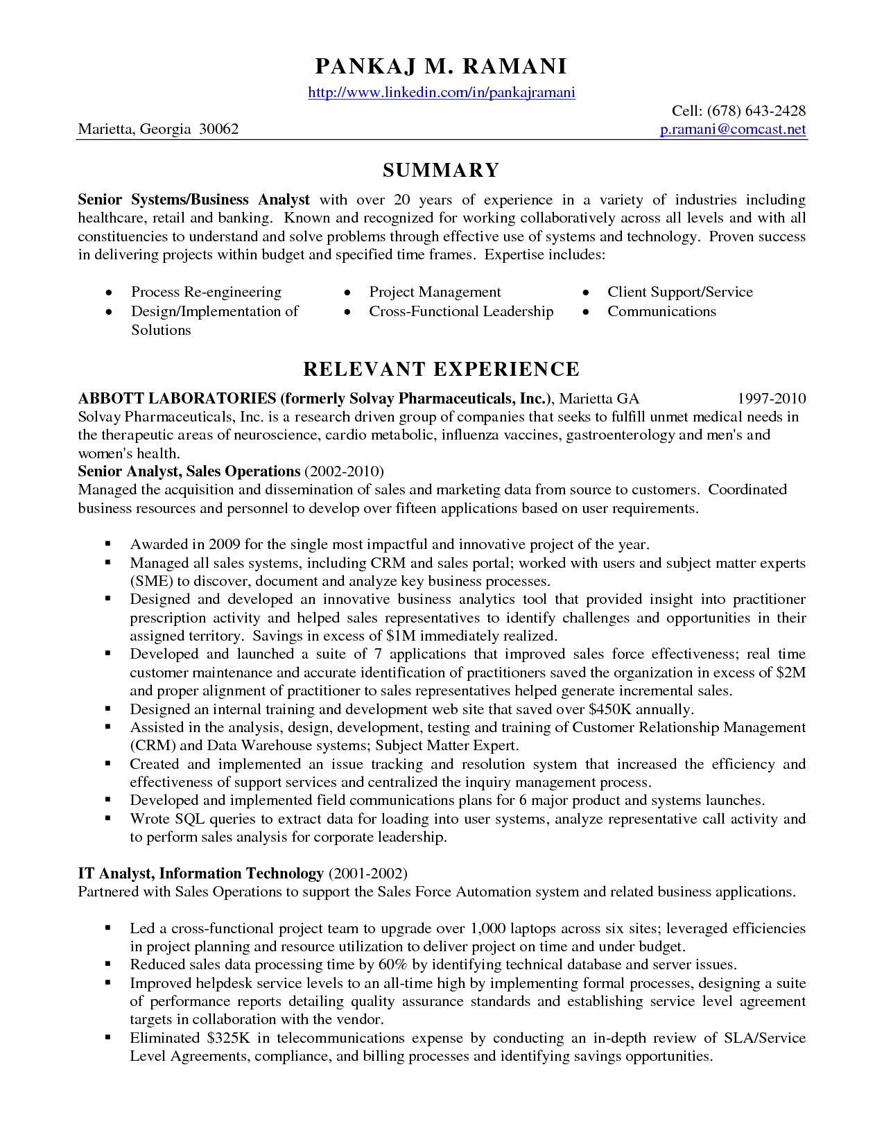 resume for business analyst in banking domain