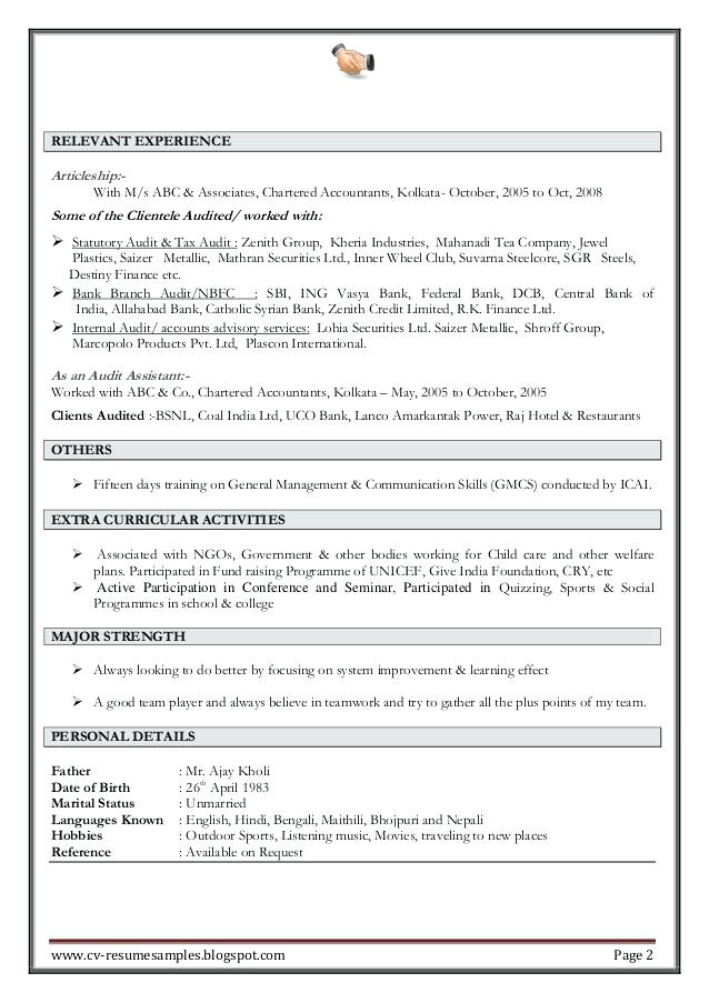 sample resume for ca articleship training 15 free sample resume for ca articleship training free template design