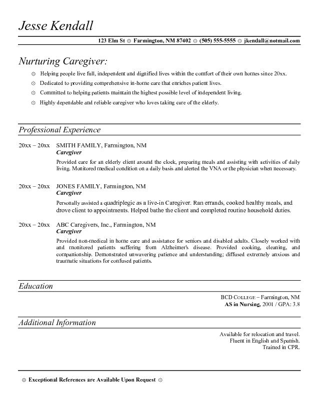 caregivers resume 2125