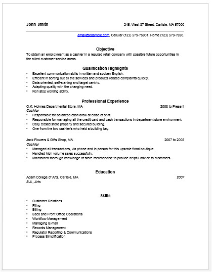 10 cashier job description resume sample