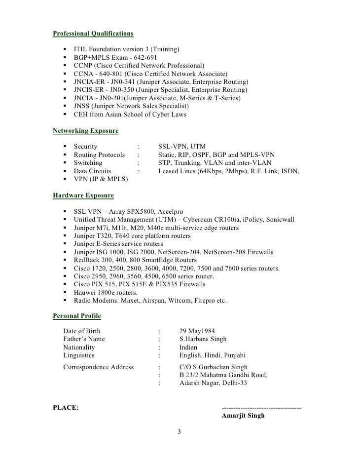 sample resume ccna network engineer