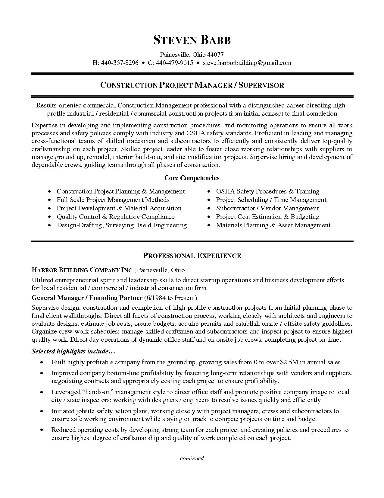 ultimate project supervisor resume for construction site supervisor resume sample