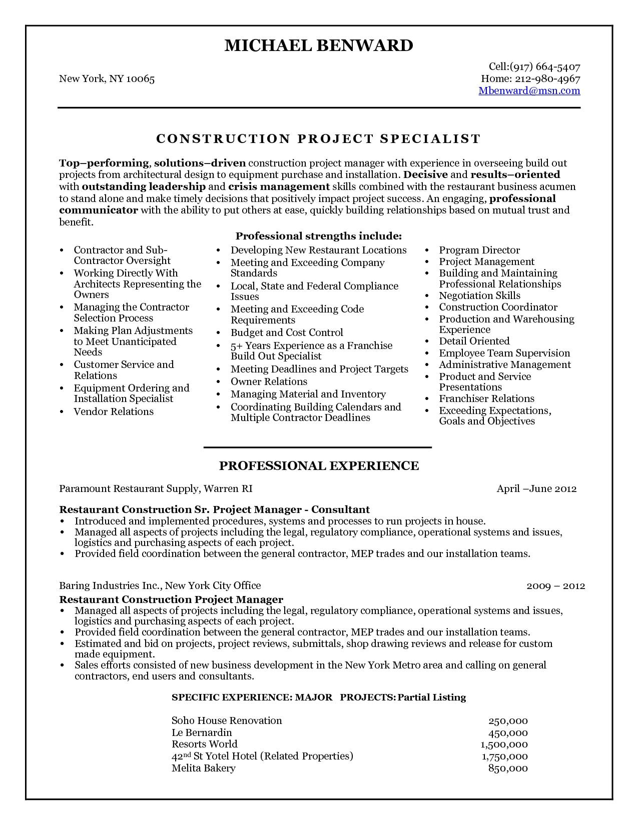 5 construction project manager resume samples