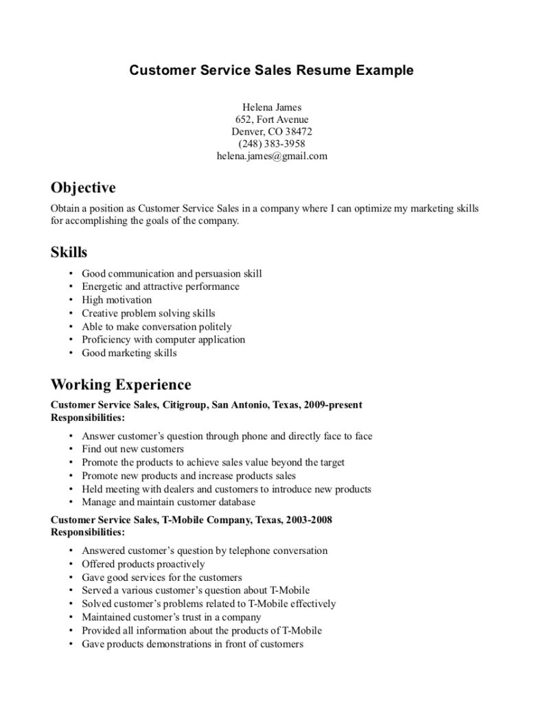 sample resume for customer service representative with no experience
