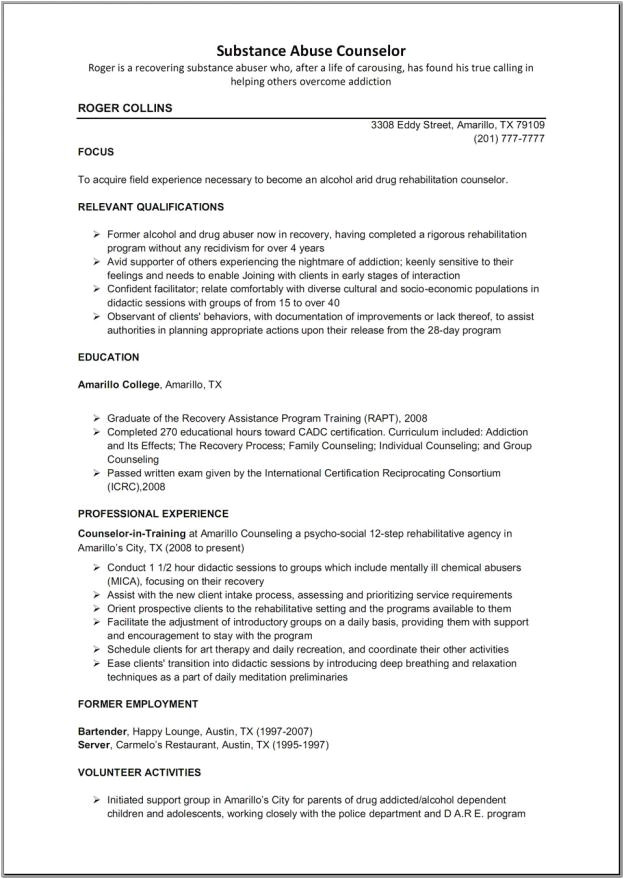 counseling resume