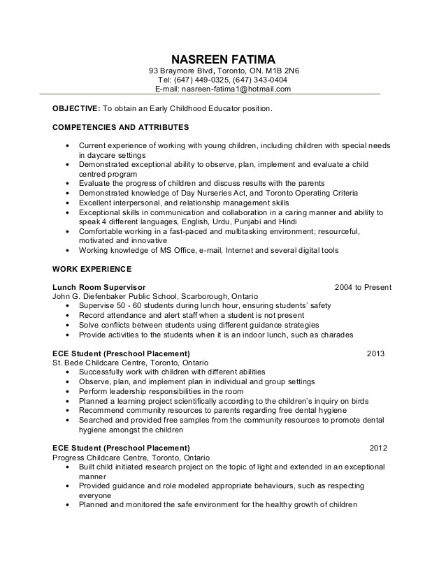 early childhood education resume samples
