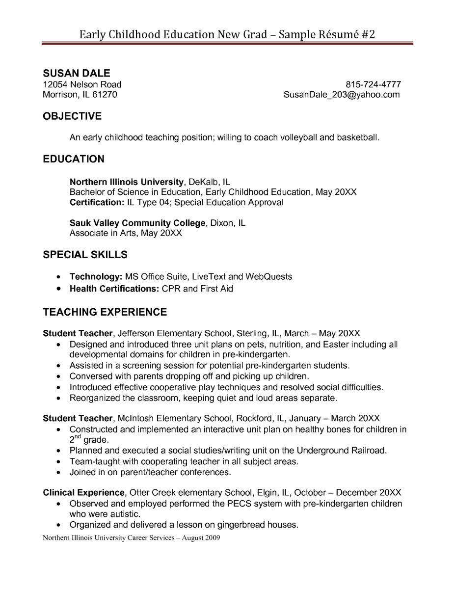 Sample Resume for Early Childhood Educator Early Childhood Education Resume Samples Sample Resumes