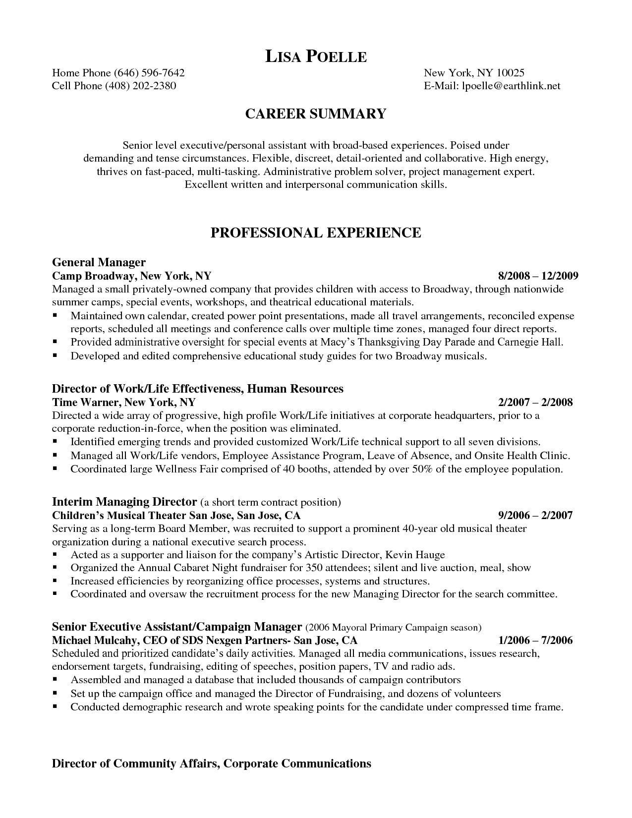 personal assistant resume examples application letter for without experience senior executive resumes