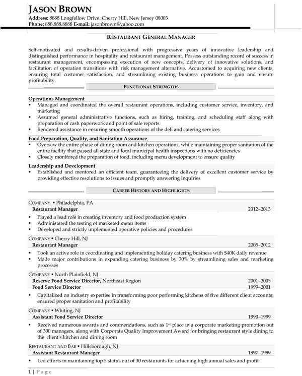 Sample Resume for Food and Beverage Supervisor Food and Beverage Manager Resume Printable Planner Template