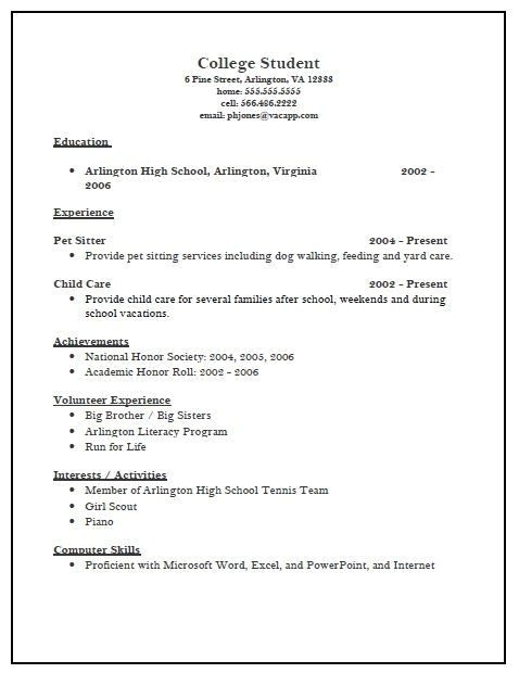 college application resume examples for high school seniors