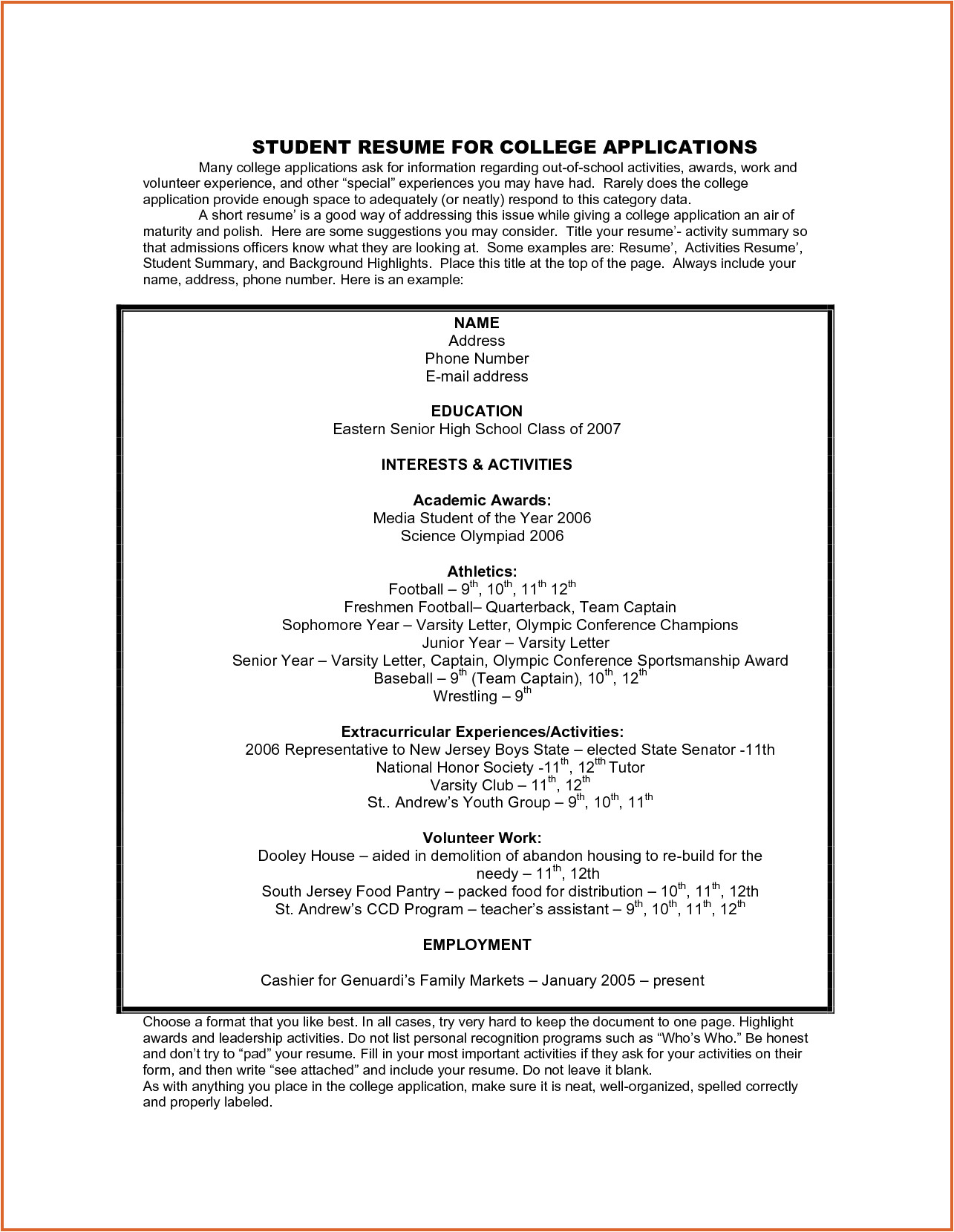 Sample Resume for High School Students Applying for Scholarships Sample Resume for High School Students Applying for