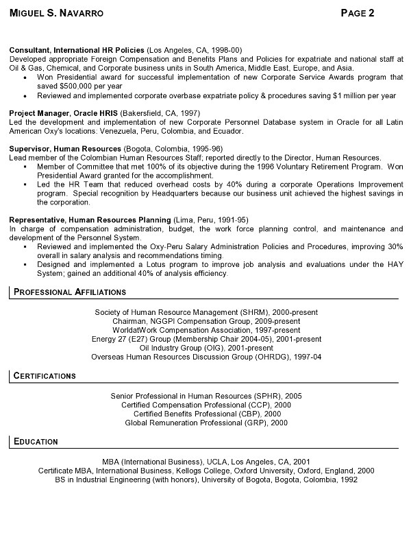 Sample Resume for International Jobs Resume Sample 11 International Human Resource Executive