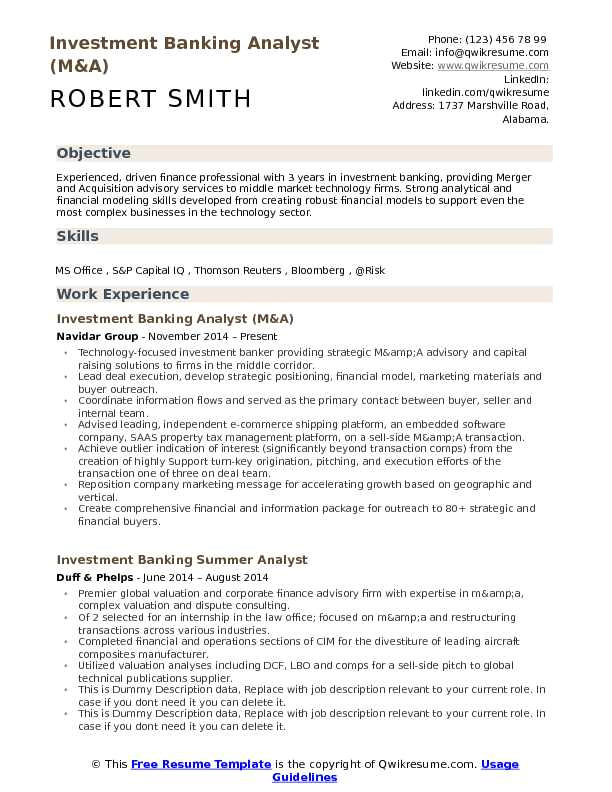 investment banking analyst