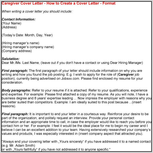 sample cover letter for caregiver in canada 3743
