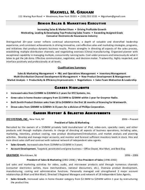 Sample Resume for Marketing Executive Position Resume Sample 5 Senior Sales Marketing Executive