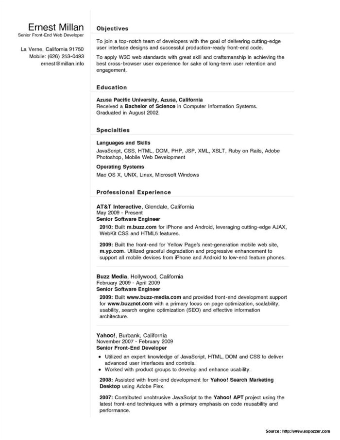 sample resume of net developer fresher