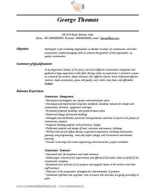 resume format for overseas job