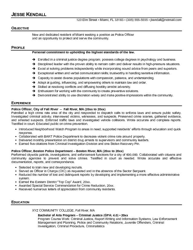 resume for police officer with no experience free download
