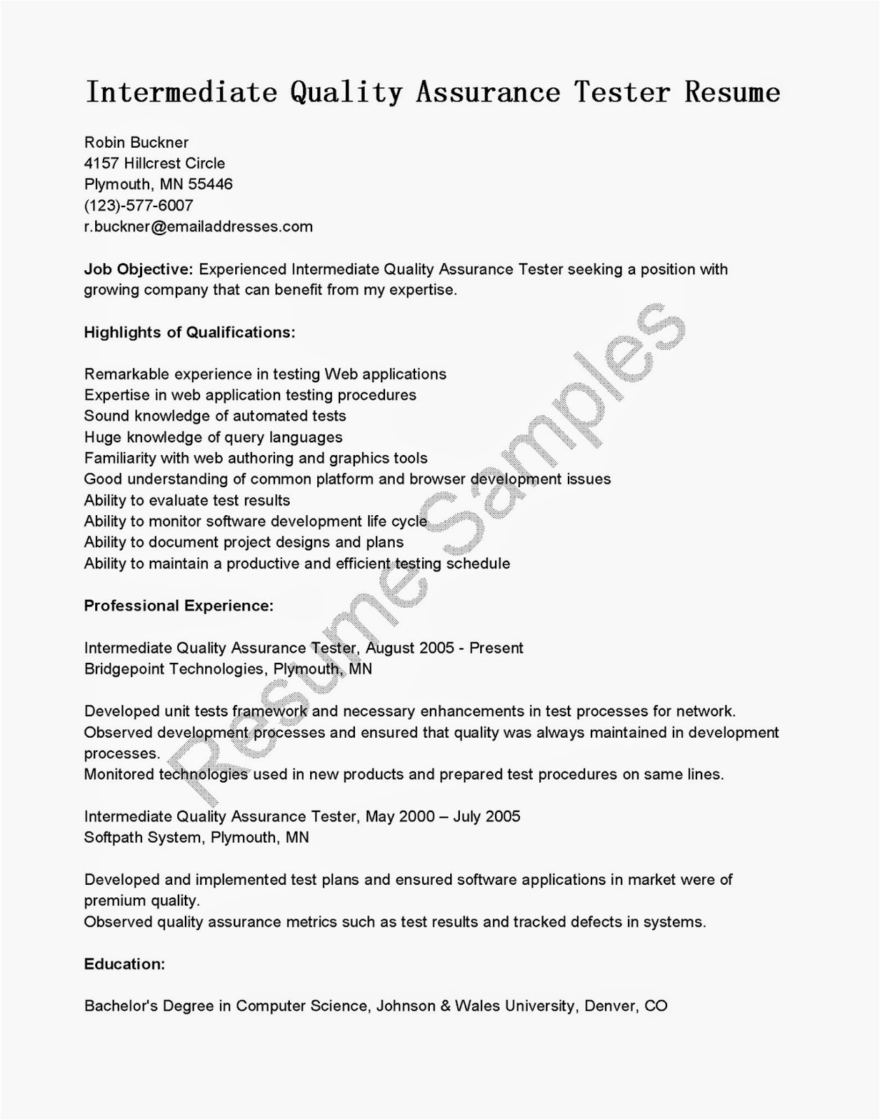 Sample Resume for software Tester 2 Years Experience software Testing Resume Samples 2 Years Experience