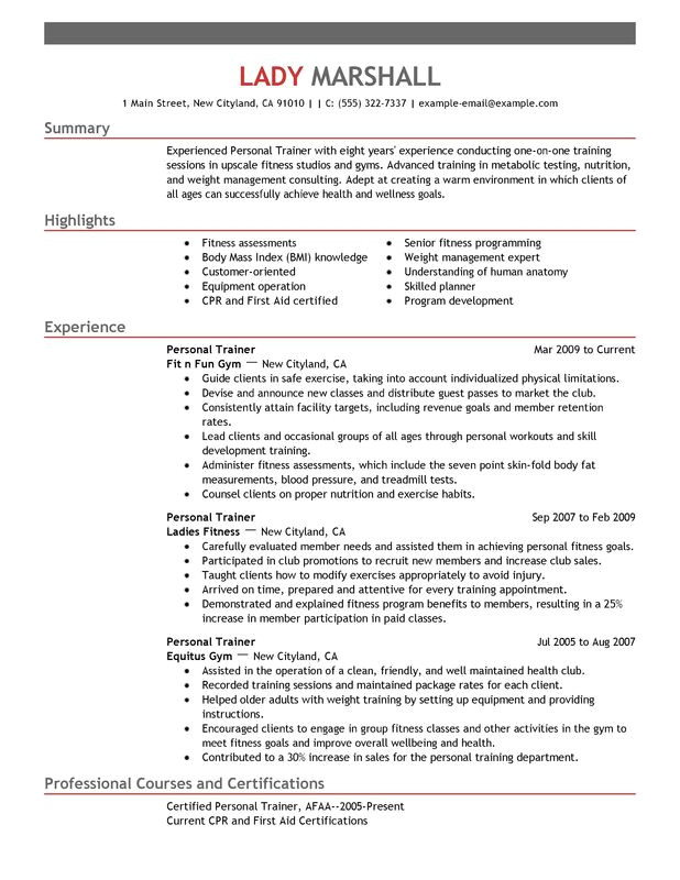 Sample Resume for Trainer Position Unforgettable Personal Trainer Resume Examples to Stand