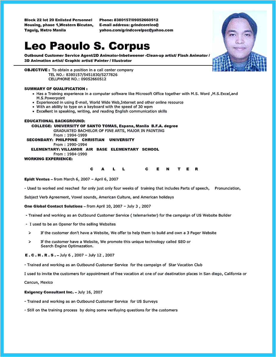impressing recruiters flawless call center resume