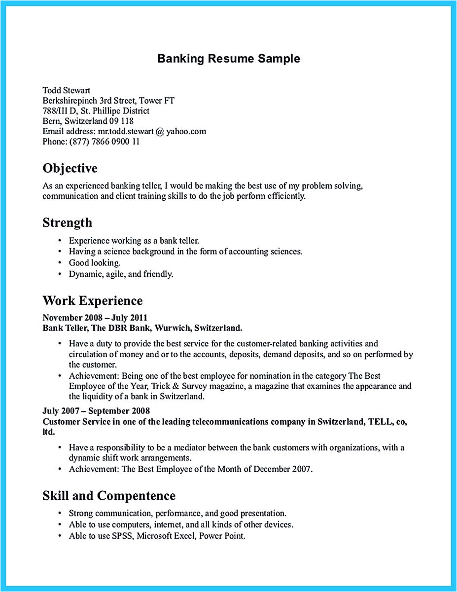 one of recommended banking resume examples to learn