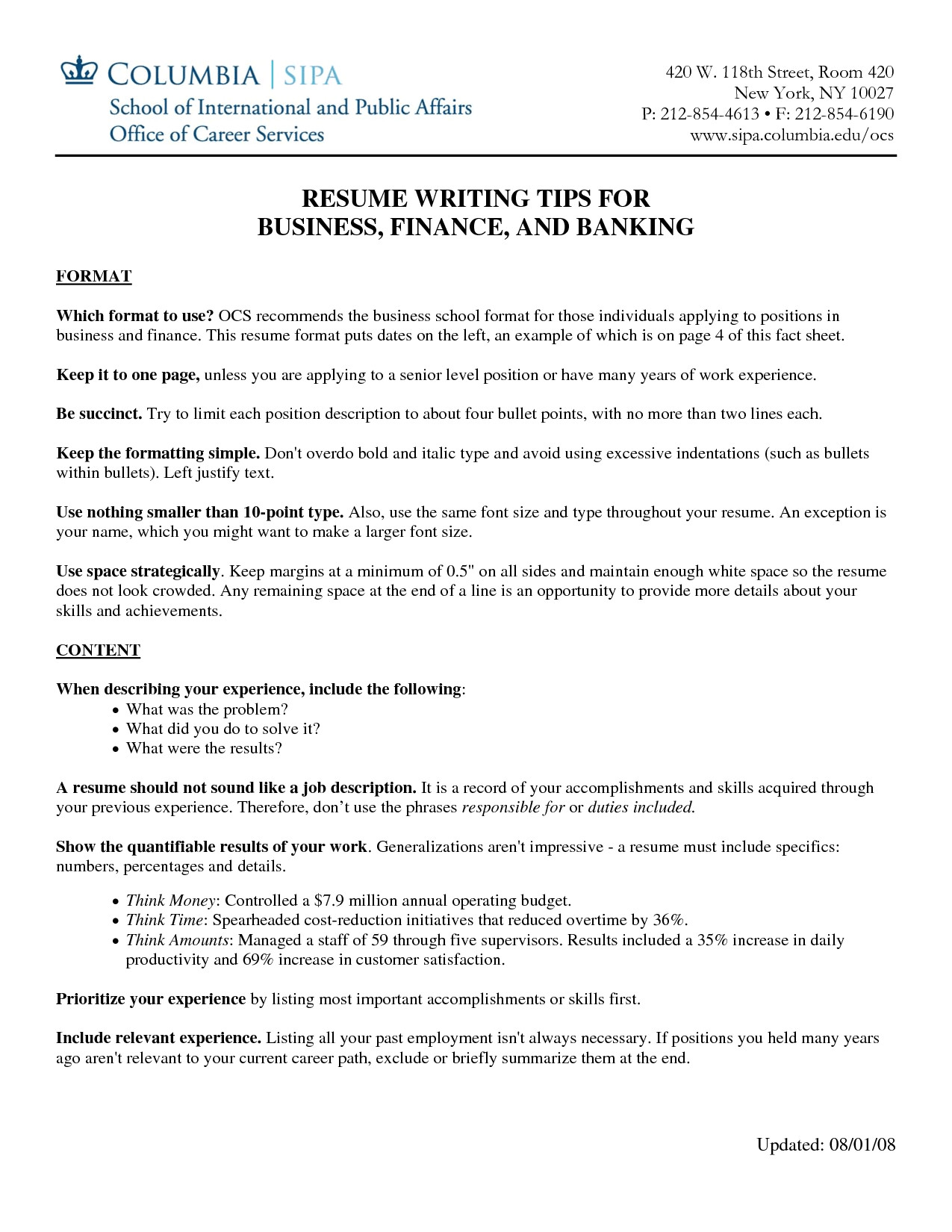 resume for banking jobs freshers