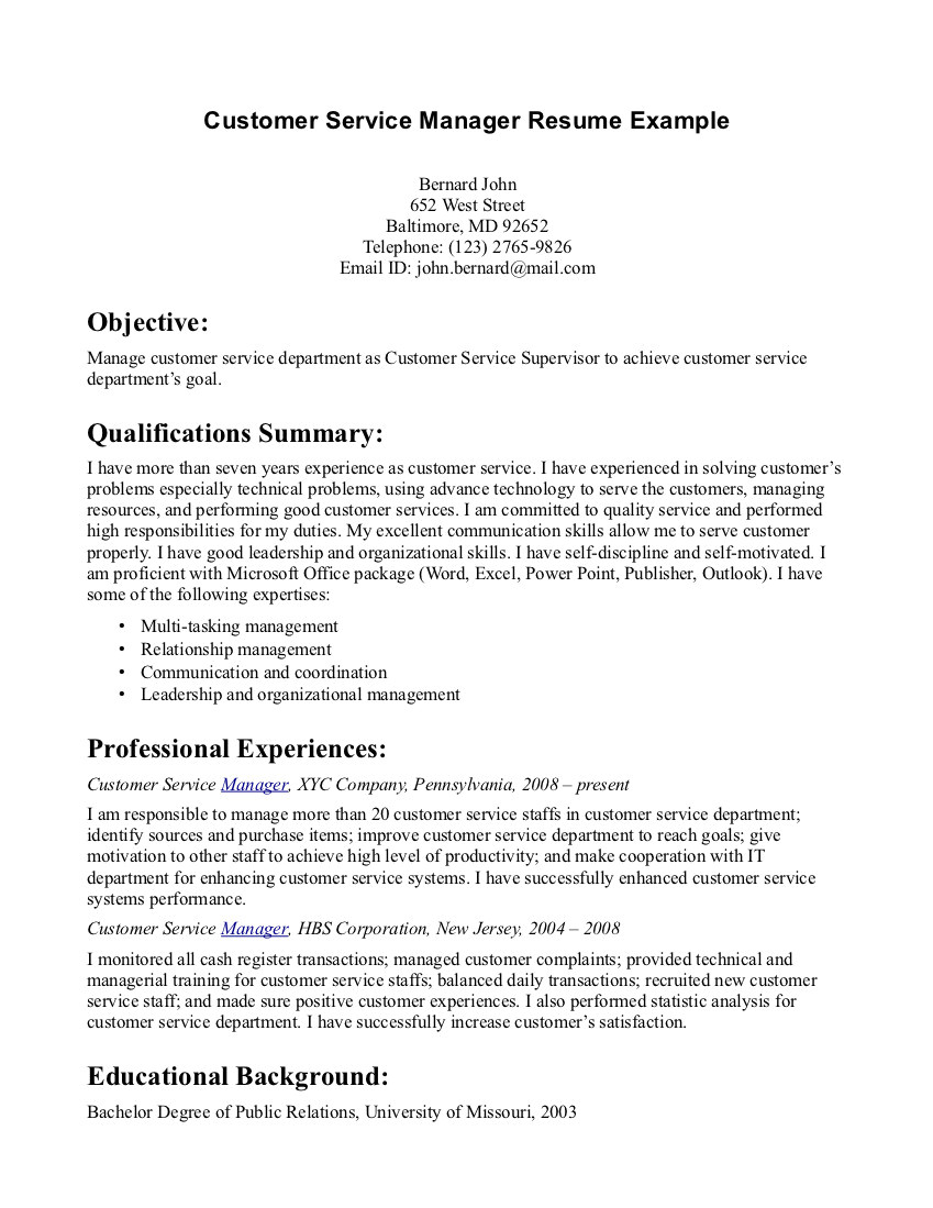 resume examples customer service 2017 tips structure objectives