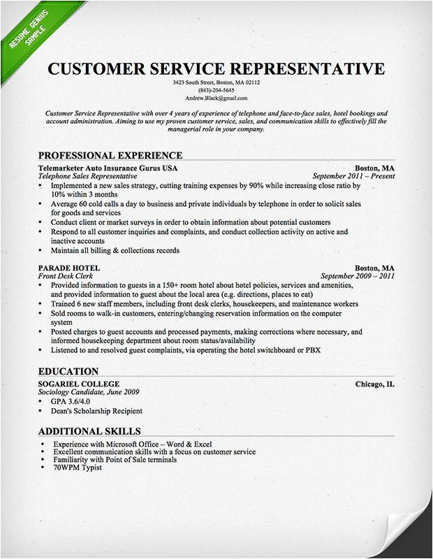 resume samples customer service jobs