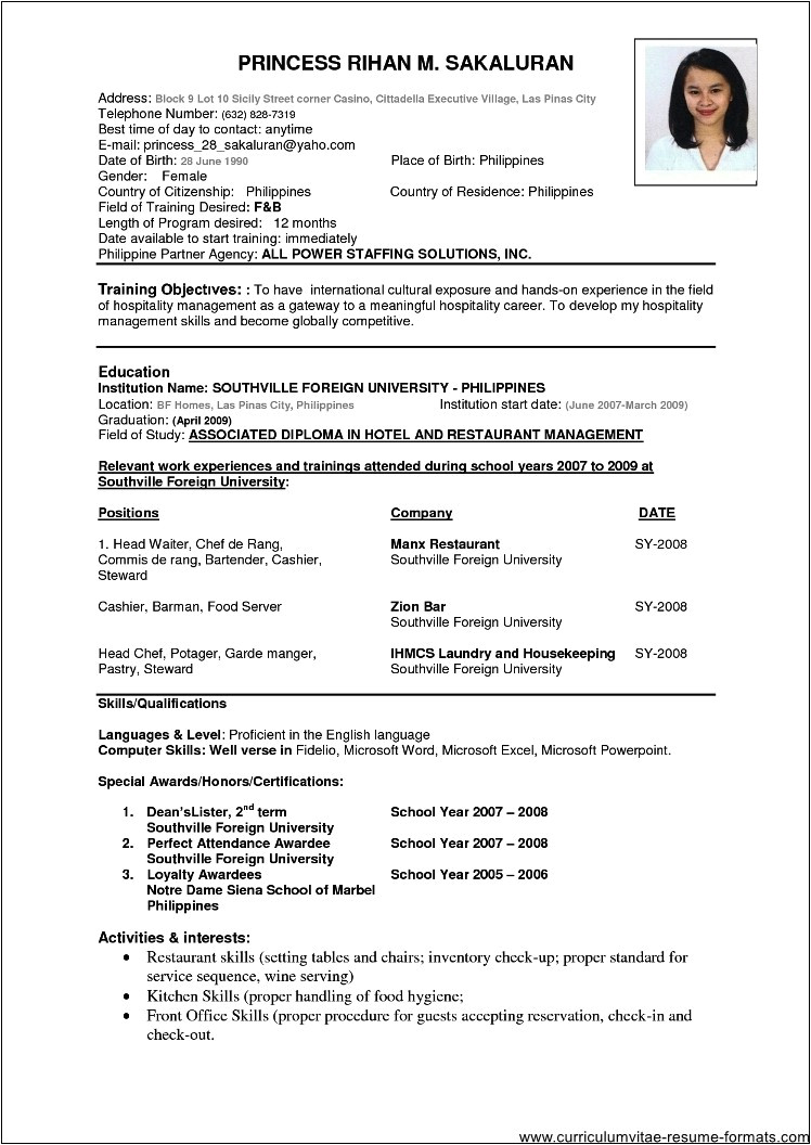 sample resume format for experienced it professionals doc