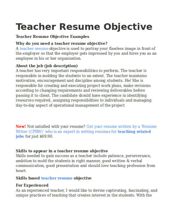 teacher resume sample