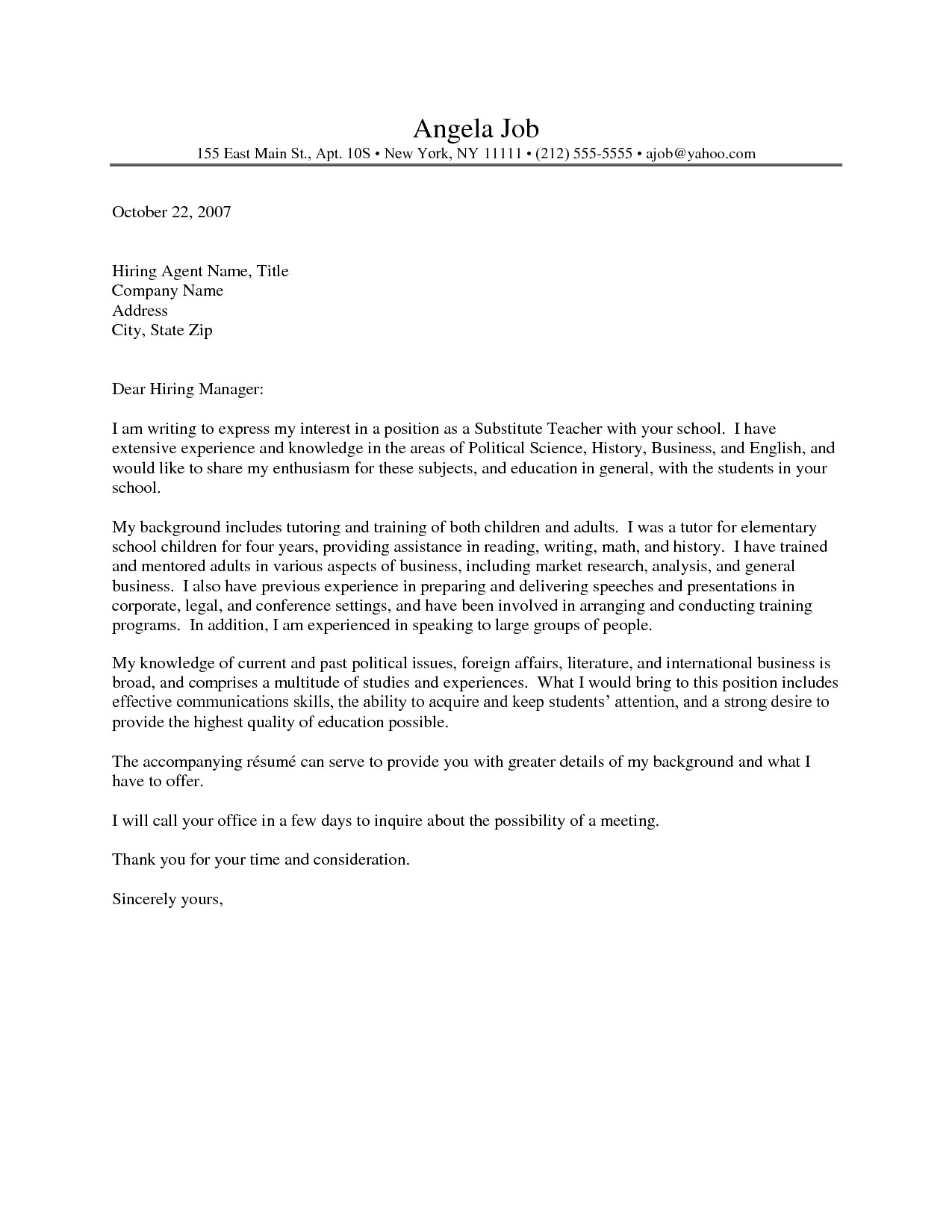 Sample Teaching Cover Letters for New Teachers English Teacher Cover Letter Sample for New Teachers