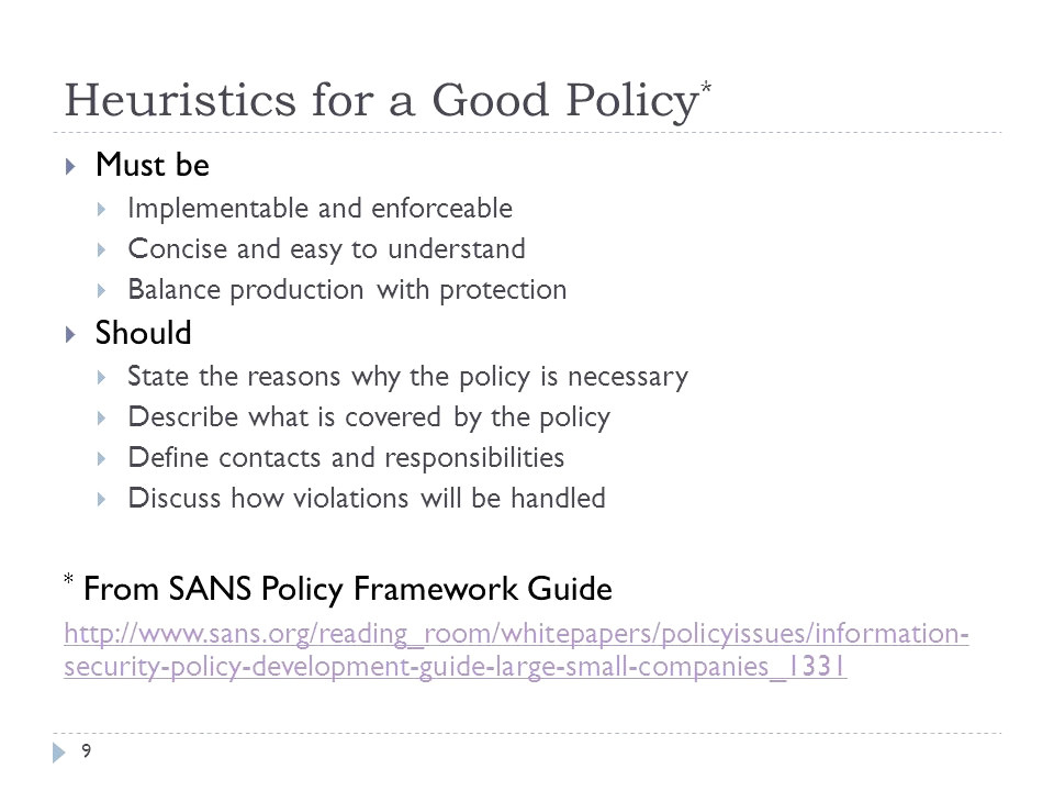 sans security policy templates